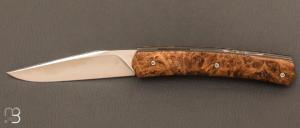 Couteau " Arbane " de collection par Yorick Stoupy - Loupe de chne stabilise et 14c28N
