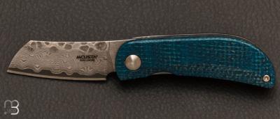 Couteau de poche Mcusta MC-212D - Damas Micarta jute bleu et noir