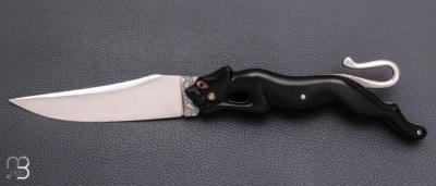   Couteau " Panthère lock-back " custom par Jérôme Lamic - Ebène et nacre