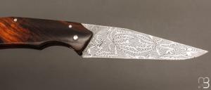  Couteau piémontais par Nicolas Mestrallet - Atelier du couteau de Vaunaveys - Acier damas et bois de fer