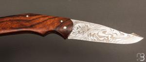  Couteau piémontais par Nicolas Mestrallet - Atelier du couteau de Vaunaveys - Acier damas et bois de fer