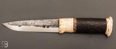   Couteau " puukko " custom Nordique  de Laurent Juhel - Boeuf musqué et chêne néolithique