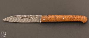 Le Sauveterre regional folding knife - Burl teak and damascus blade
