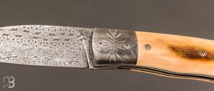   Couteau  "  Tétras  " custom par David Breniere - Damas et ivoire de mammouth