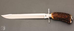    Dague de chasse 30 cm en bois de cerf par Jacques Mongin