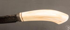  Couteau droit fait main par Jean Paul Sire - Ivoire de Phacochère et Damas