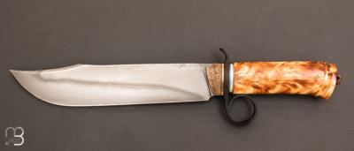 Couteau "  Gros Bowie " fixe de Benoit Maguin - 80Crv2 et fourche de peuplier stabilisée