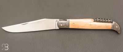    Couteau " Laguiole 13CM 3 pièces  " custom de Jérôme Bellon - Ivoire de mammouth / damas et RWL34