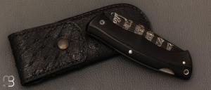   Couteau " Spartan "  custom lock-back par Raphaël Durand - G10 et lame en damas de Samuel Lurquin