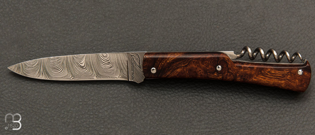 2-pieces Le Français Vintage pocket folding knife ironwood and damascus