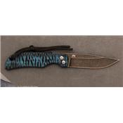 Couteau de cou le Bowie pliant G10 Bicolore Bleu