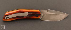 Couteau " Liner-Lock custom " par Richard Soler - RWL34 et os cerfé