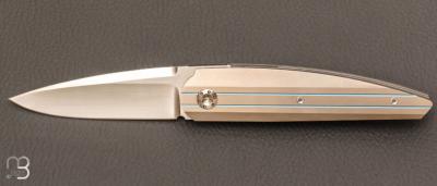 Couteau " Liner-lock "  custom par Alexis LeCocq - Titane et RWL-34
