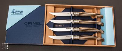 Set of 4 Opinel table knives with Lamellated birchwood