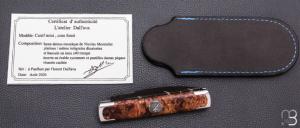    Couteau " Canif Mini " custom de Florent Dall'ava - érable sycomore et lame damas de Nicolas Mestrallet