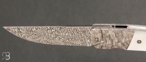    Couteau 1515 collection "Haute Création" par Manu Laplace - Nacre blanche et météorite