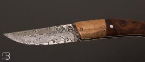   Couteau " 1515 " de poche par Manu Laplace - Bois de fer/Mokume et Damasteel