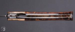  Couteau " 1515 collection Globetrotter " par Manu Laplace - Loupe de marronnier et lame damas