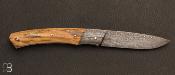 Couteau "1820 Berthier" par Anthony Brochier - Ivoire de mammouth lame Damas plume