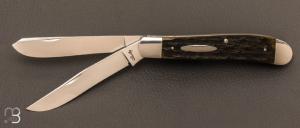 Couteau  "2 lames " custom de Eugene Shadley - Jigged bone et 154CM