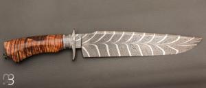  Couteau droit de collection  par Anthony Brochier - Tasmanian black wood et damas Torsadé plume