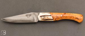 Couteau " Le Boulary " par La Bonne Trempe - H�tre �chauff� et lame Suminagashi