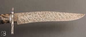   Couteau " Bowie " de Nicolas Mestrallet - Atelier du couteau Vaunaveys -Fourche de peulier et lame damas