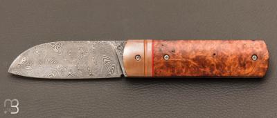 Couteau " Bull " custom loupe d'Amboine et cuivre / lame damas de David Margrita - Mbull Knives