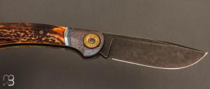    Couteau "Bullet" pliant de Gudy van Poppel - Bois de cerf et Böhler N690