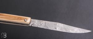  Couteau " Chiloé" pliant de Robin Forissier - Ivoire de mammouth et Damasteel