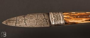   Couteau  "  Chouchou" custom par Clément Boucheron - Ivoire de mammouth et damas