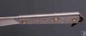   Couteau " Colonial " custom de poche par Gilles Reverdy - XC100 et plaquettes damas
