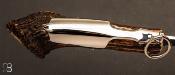 Couteau Couronne 14 cm Bois de cerf par J. Mongin