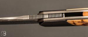   Couteau " custom " pliant de David Lespect - Ivoire de mammouth et lame damas