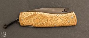   Couteau  " Dodu " lock back par Thomas LECAS - Laiton et lame en C130