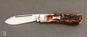    Couteau  " Dogleg Jack " custom par Dr David Taber - Amber Stag