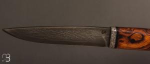 Couteau Droit par Jean Paul Sire - Bois de fer et Damas multi-barreaux
