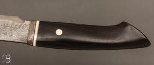   Couteau Droit de collection par Jean Paul Sire - Ébène du Mozambique et Damas multi-barreaux