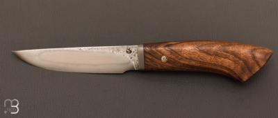 Couteau droit fait main de Jean Paul Sire - Noyer et lame forgée acier C130