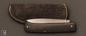 Couteau " Drop " slipjoint  custom fibre de carbone et RWL-34 par Raphaël Durand