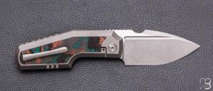  Couteau " Elementak Framelock " de GTKnives - Thomas Gony - Shipwreck carbon inlays et RWL34