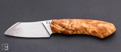    Couteau " Front-flipper custom " par Fabio Pitton - Fourche de peuplier et lame en W2