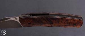   Couteau " Front-flipper custom " par Fabrice Delbart - Forge Celtique - Bois de fer et lame en RWL34