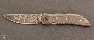  Couteau " Full damas " de poche custom par Johnson, R.B.