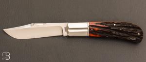    Couteau " Grand Lanny's clip " de Ken Steigerwalt - Amber Stag et RWL34