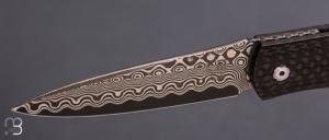     Couteau pliant "H300-D" par William Henry - Fibre de carbone et lame damas