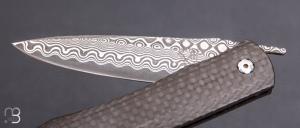     Couteau pliant "H300-D" par William Henry - Fibre de carbone et lame damas