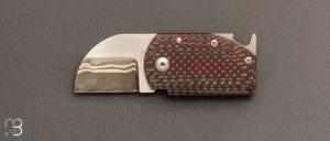    Couteau "Hérisson" custom par Alain André - Carbone rouge