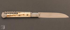   Couteau  "  Issoire 2 pièces " custom de Jérôme Bellon - Bois de cerf et lame en RWL34
