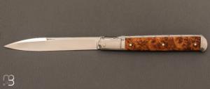    Couteau " Issoire Deluxe " pliant fait main par Bastien Toubhans - Atelier Beau Merle - Loupe d'amboine et RWL34